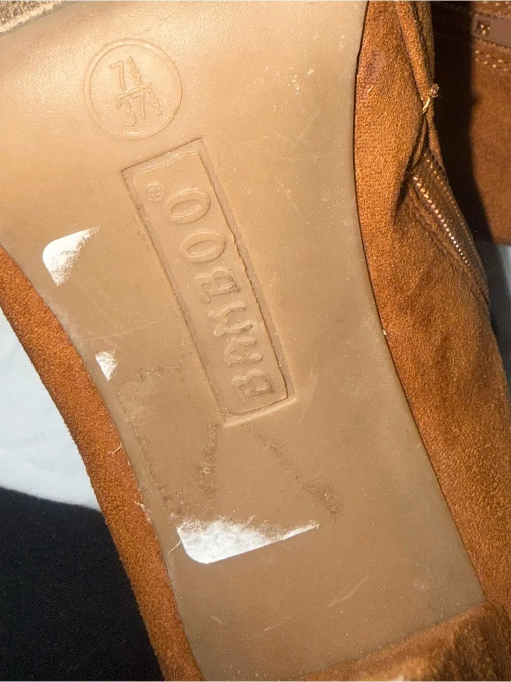 Bamboo Brown Faux Suede Block Heel Ankle Booties